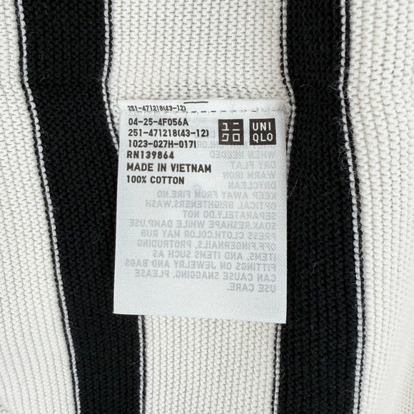 UNIQLO 3D Knit Cotton Crewneck Sweater Womens Large Off White Black - Picture 11 of 12